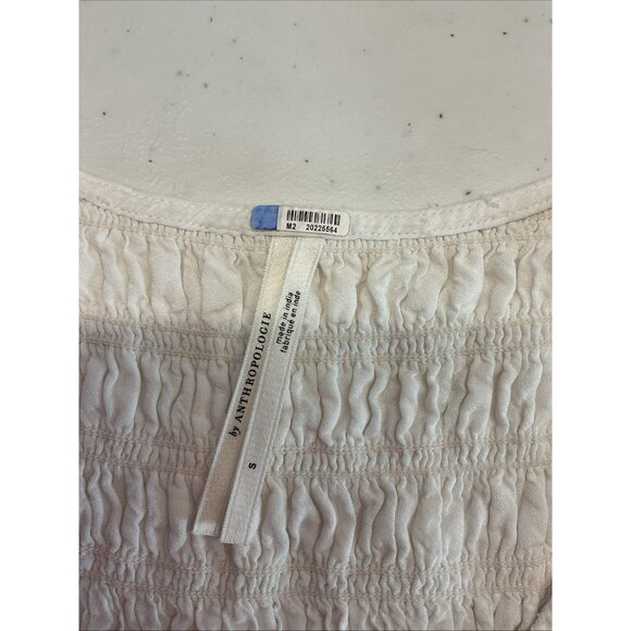 Anthropologie Peregrine MIDI Dress White Size S smocked flutter sleeve - Picture 8 of 16